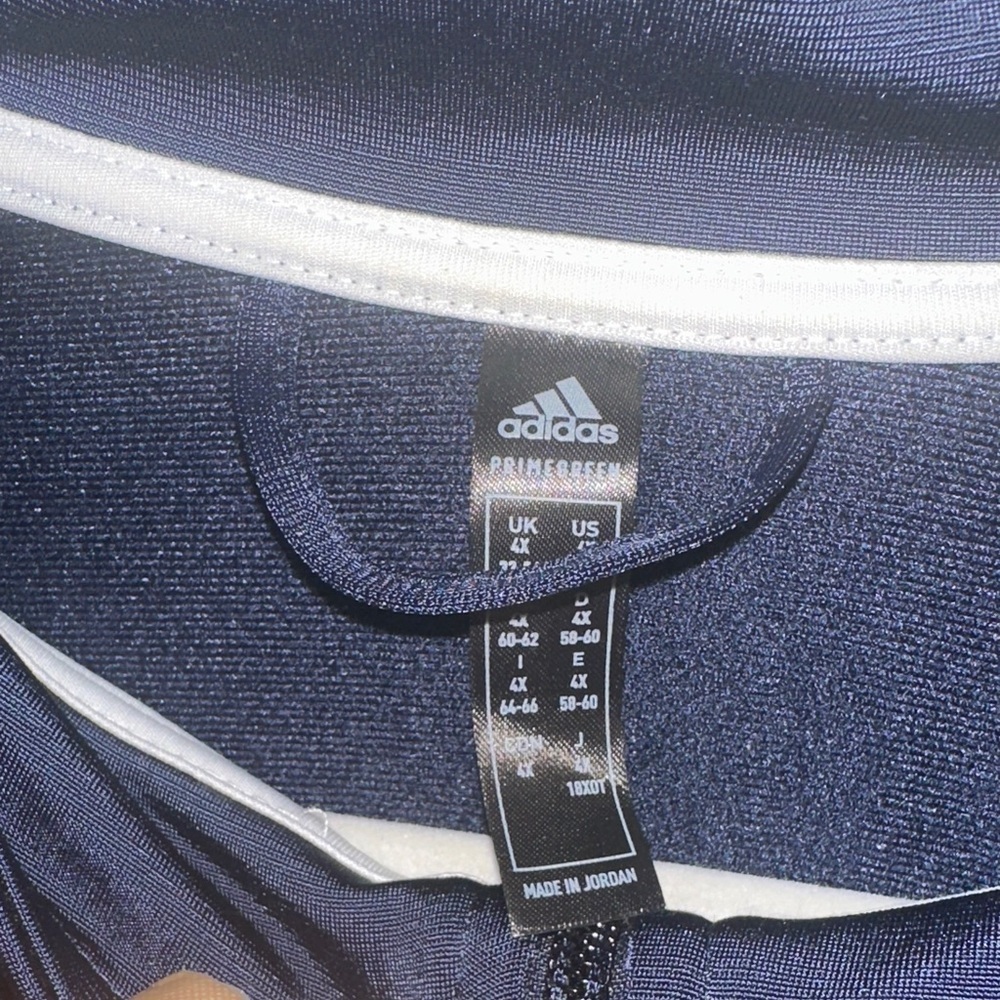 Adidas Men's Dark Blue Jacket with White Accents - Picture 4 of 6